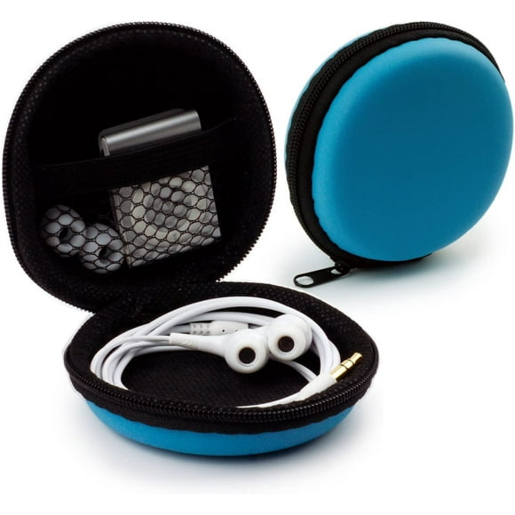 Universal Case for In-Ear Headphones - Hard Protective Pouch Earplug, iPod Shuffle, USB Stick, Cable - Multifunction Transport Case Blue