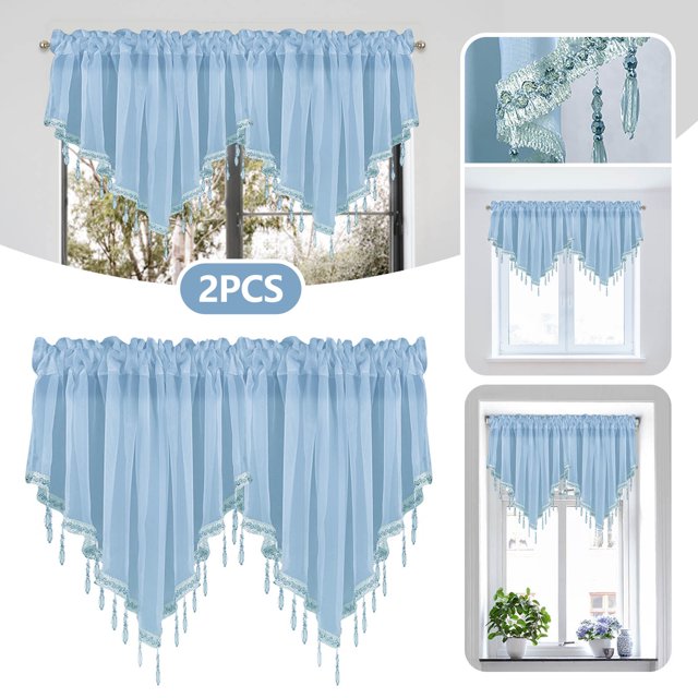 Cqxid Curtain Under $10 2PC Solid Color Finished Curtain Curtain Drapery 51x24 Bedroom Home Decor Triangle Curtain Curtain Screen Kitchen Short Curtain