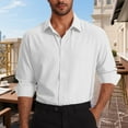 thumbnail image 2 of Txeol Men's Dress Shirts Solid Wrinkle-Free Long Sleeve Button Down Blouse Tops Lapel Formal Shirt Business Casual Outfits,White,XXXL, 2 of 7