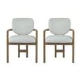 thumbnail image 4 of Miekor Furniture Dining Chairs Set Of 2 Upholstered Arm Chairs, Rubber Wood Accent Chairs White Fabric Seating, 300 Lbs Weight Capacity 47022, 4 of 16