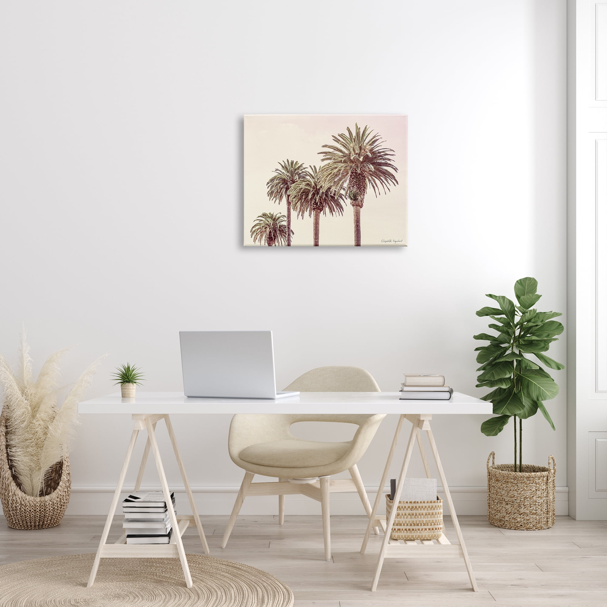 Design by Elizabeth Urquhart Tropical Palm Trees Sun Bleached Summer 30 in x 24 in Painting Canvas Art Print, by Stupell Home Décor
