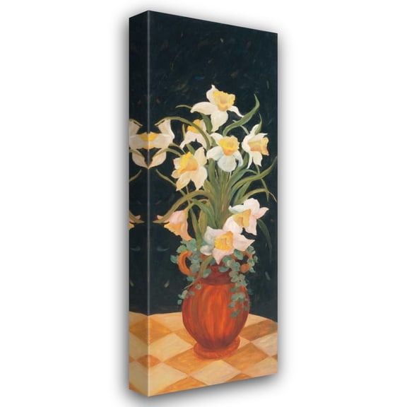 Leila Platt 11x24 Gallery Wrapped Canvas Wall Art Titled - Daffodils at Dark