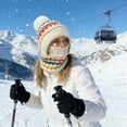 thumbnail image 6 of Women's 3-in-1 Beanie Hat with Scarf & Mask,Fleece-Lined Winter Ear Muff Beanie for Cold Weather(Wine), 6 of 9