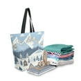 thumbnail image 2 of FORMRS Womens Canvas Tote Bag with Zipper Inner Pocket Shoulder Handbag, Winter Village Serenity, 2 of 7