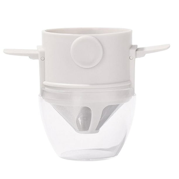 Cafetera cónica de acero inoxidable para 1-2 tazas, mini soporte para café o té, gotero de café blanco con taza