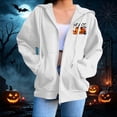 thumbnail image 6 of thefmos Women's Hooded Zip Up Long Sleeve Halloween Print Jacket with Pocket Solid Color Casual Outerwear Fashion Fall Winter Outfit, White L, 6 of 8