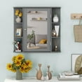 thumbnail image 4 of MYZBBD Bathroom Medicine Cabinet with Mirror, Wall Mounted Home Storage with Door & 6 Open Shelves, Adjustable Shelves, Mirrored Bathroom Wall Cabinet (Gray), 4 of 9