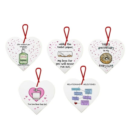 

Heiheiup 5pc Heart-shaped Gift Hanging Day Bottle Pendants Red Wooden Valentine s Home Decor Clear Beads Garland