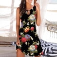 thumbnail image 2 of Taqqpue Summer Dresses for Women 2023 Casual Sleeveless O-Neck Hollow Out Floral Mini Dress A Line Loose Tank Dress Tunic Dress Beach Dress Sundress, 2 of 5