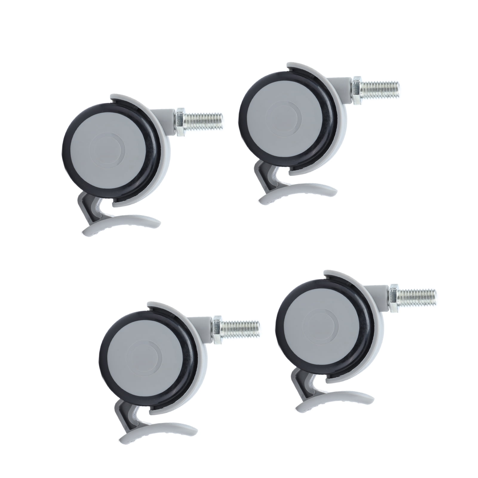 Yajisi 4Pcs 2-Inch Rubber Brake Caster Wheels with M10 Thread Stem for Office Chairs and Furniture (5.08 cm) Swivel Accessories Home Improvement Desk Setup Replacement Set Heavy Duty Hardware