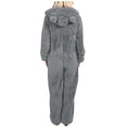 thumbnail image 3 of Women's Autumn And Winter Solid Color Long Sleeved Zipper Hooded Jumpsuit Pajamas For Home Wear Bodysuit for Women Airplane Outfit Women Linen Jumpsuits for Women Medium Fuzzy Footie Pajamas Petite, 3 of 8