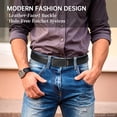 thumbnail image 5 of Maikun Men's Leather Ratchet Belt with Automatic Sliding Buckle for Dress Casual Trim to Fit(Black,35mm,30"-34"Waist Adjustable), 5 of 5
