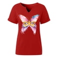 thumbnail image 6 of LEKWK Womens Mardi Gras Shirts Comfy Cotton Blend V Neck Graphic T Shirts Graphic Tees Colorful Feather Masquerade Mask Carnival Wear, 6 of 6
