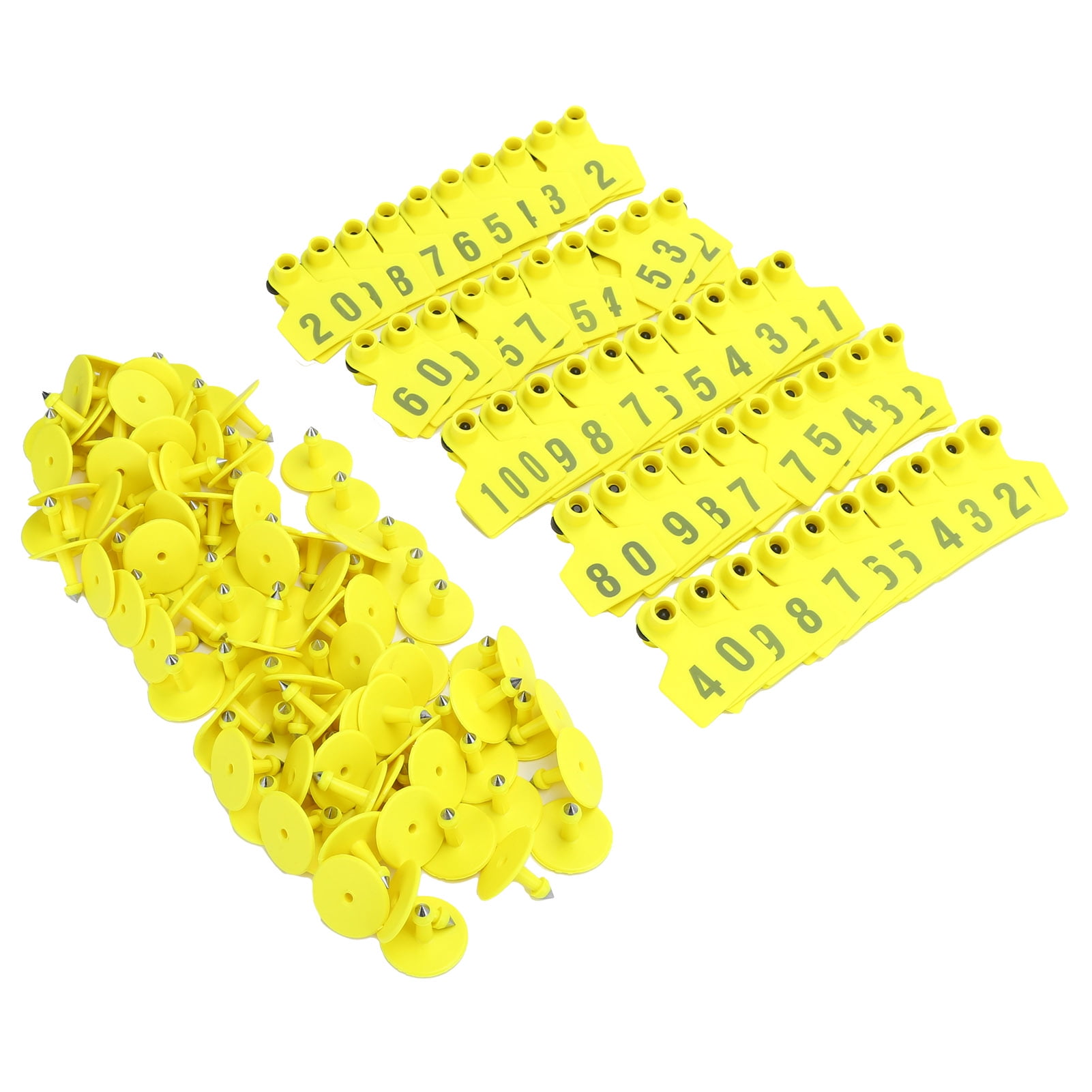 Riousery No.001-100 Livestock Pig Ear Tags Set Heavy Duty Farm Animal Identification Labels Poultry Breeding Tracking Supplies (2x1.7 inches / 5x4.2 cm)