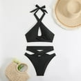 thumbnail image 4 of QHFBli Womens Two Piece Bathing Suit Criss Cross Underwire Bikini High Cut Swimsuit, 4 of 7