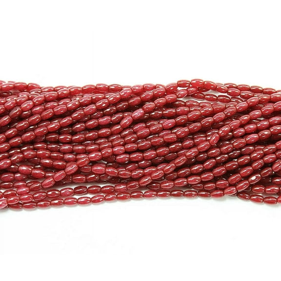 Dyed Small Barrel Beads 3x6mm Ruby Jade Small Barrel Beads Genuine Gemstone Natural Jewelry Making
