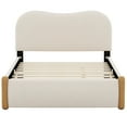thumbnail image 3 of EUROCO Upholstery Full Size Platform Bed, Upholstered Headboard and Wood Support Legs, Beige, 3 of 11