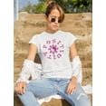 thumbnail image 2 of Positivity Groovy Flower Art T-Shirt Women -Image by Shutterstock, Female Medium, 2 of 4