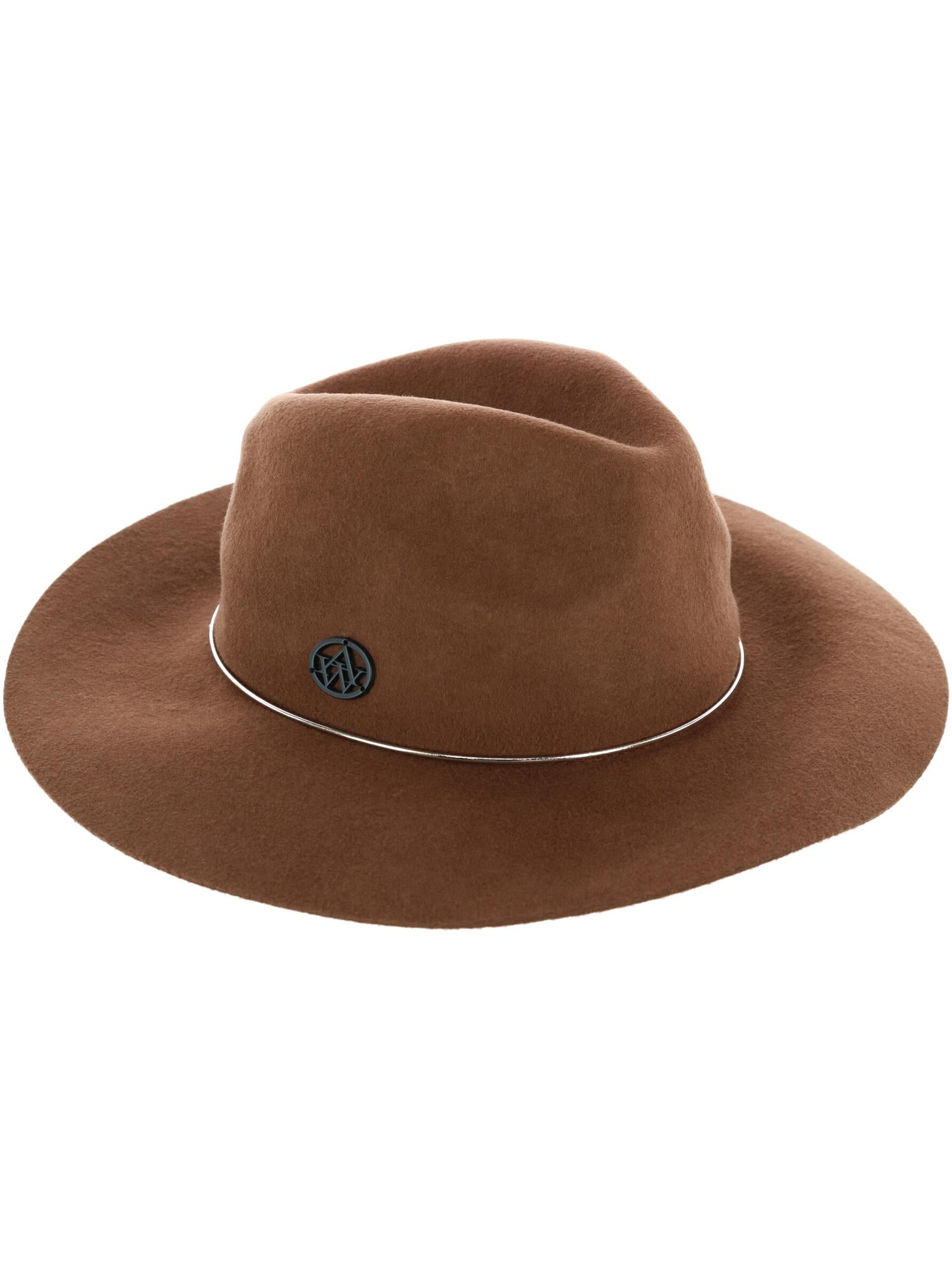 Wide Brim Fedora Hat with Metal Hatband 