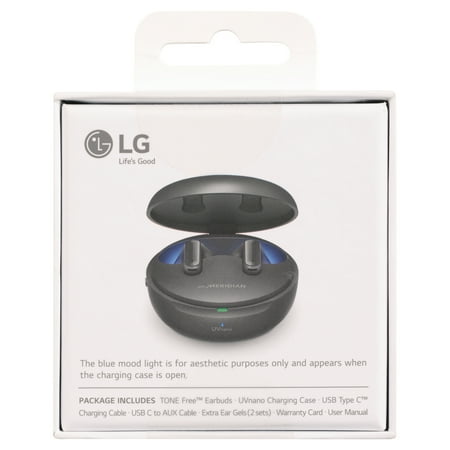 LG TONE Free FP9 Plug and Wireless True Wireless Bluetooth UVnano Earbuds, Black