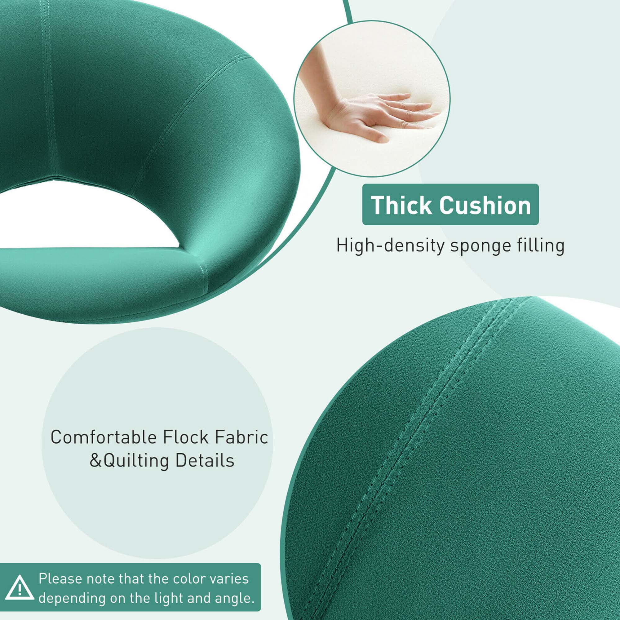 Gymax Green Set of 2 Swivel Accent Chair Modern Velvet Vanity Chair w/ Wood Legs