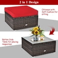 thumbnail image 5 of Costway 6PCS Patio Rattan Furniture Set Cushion Sofa Coffee Table Ottoman Red, 5 of 11