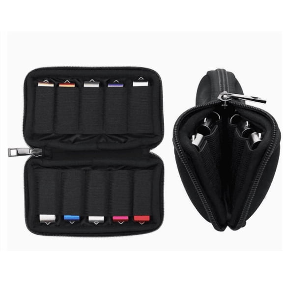 USB Flash Drive Organizer Case, 10 Slots Electronic Accessories Storage Bag, Portable Hard Shell USB Holder with Label Stickers