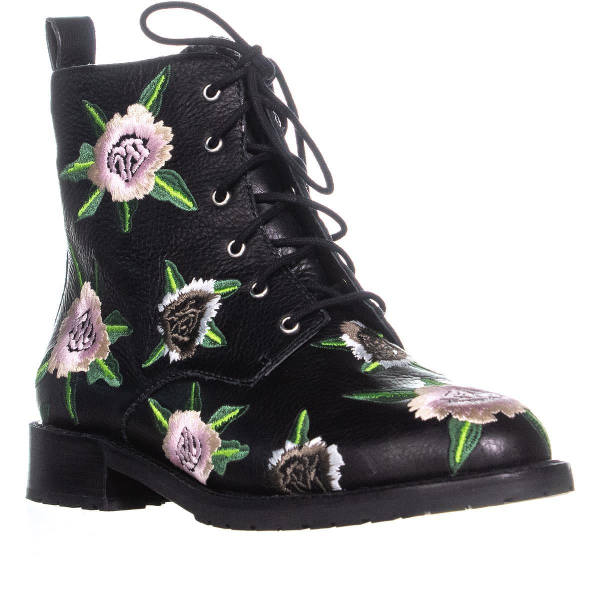 embroidered lace up boots