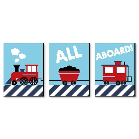 Railroad Crossing Steam Train Baby Boy Nursery Wall Art Kids