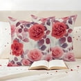 thumbnail image 3 of Red Rose Pillow Covers 2 Pack Spring Pink Rural Pastoral Flower Leaf Art Floral Pillowcase Waterproof Outdoor Throw Pillow Cover for Patio Garden Square Cushion 16”x16”, 3 of 9