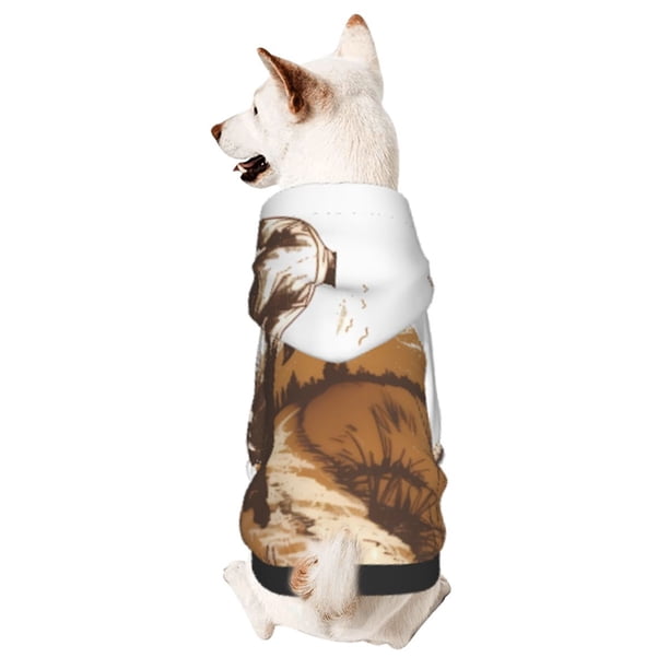 Fotbe Western Cowboy Countryside Sudadera con Estampado para Perros Pequeños – Suéter con Capucha para Mascotas, Tela Suave de Forro Polar con Bolsillo-Medium