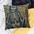thumbnail image 2 of SHANXI Skull Torch Pattern Blue Orange Velvet Comfortable Ornaments Soft Patio Room Playroom Square Cushion Covers 24x24in, 2 of 5