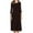 #03,Coffee, variant on Aoochasliy 3/4 Sleeve Midi Dresses for Women 2024 Fashion Solid Color Pleated Dress Casual Plus Size Crewneck Long Dress