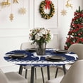 thumbnail image 6 of Xmas Reindeer Winter Snowflake Fitted Round Tablecloths Table Covers 45"-54",Waterproof Table Cloth for Kitchen Holiday Party Tables Decor, 6 of 9