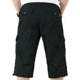 thumbnail image 3 of brillar Pantalones cortos elásticos de 3/4 de longitud larga para hombre, pantalones de tres cuartos de combate tipo cargo con cintura, 3 of 4