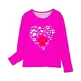 thumbnail image 4 of Odeerbi Teen Girls Fall Winter Basic Layering T-Shirt Cute Print Basic Tees Long Sleeve Shirts Cute Crewneck Tops Dressy Casual Blouses Base Layer Teen Clothes Hot Pink, 4 of 5