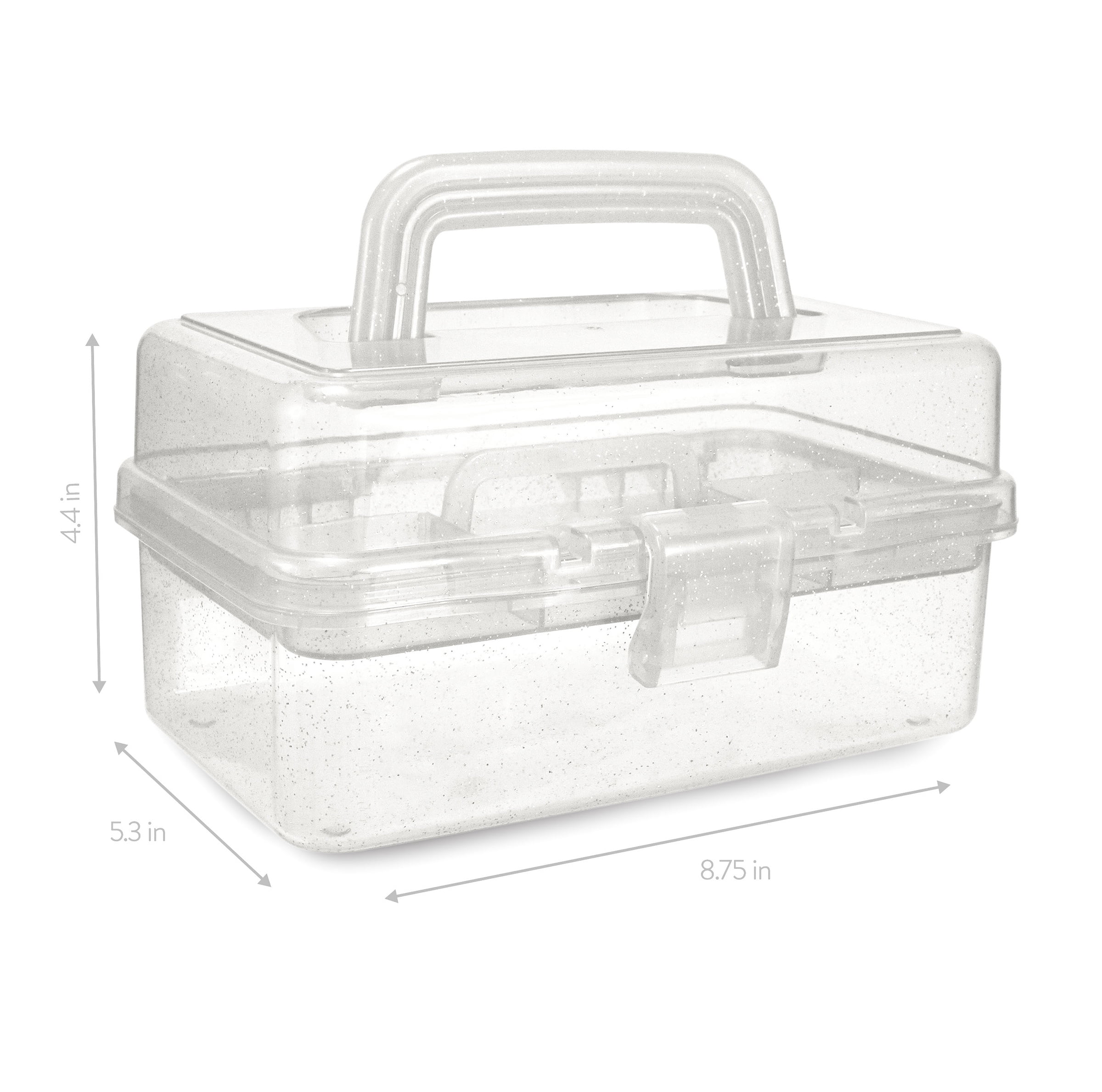 Hello Hobby Arts & Craft Storage Case with Lift Out Tray Clear with Glitter