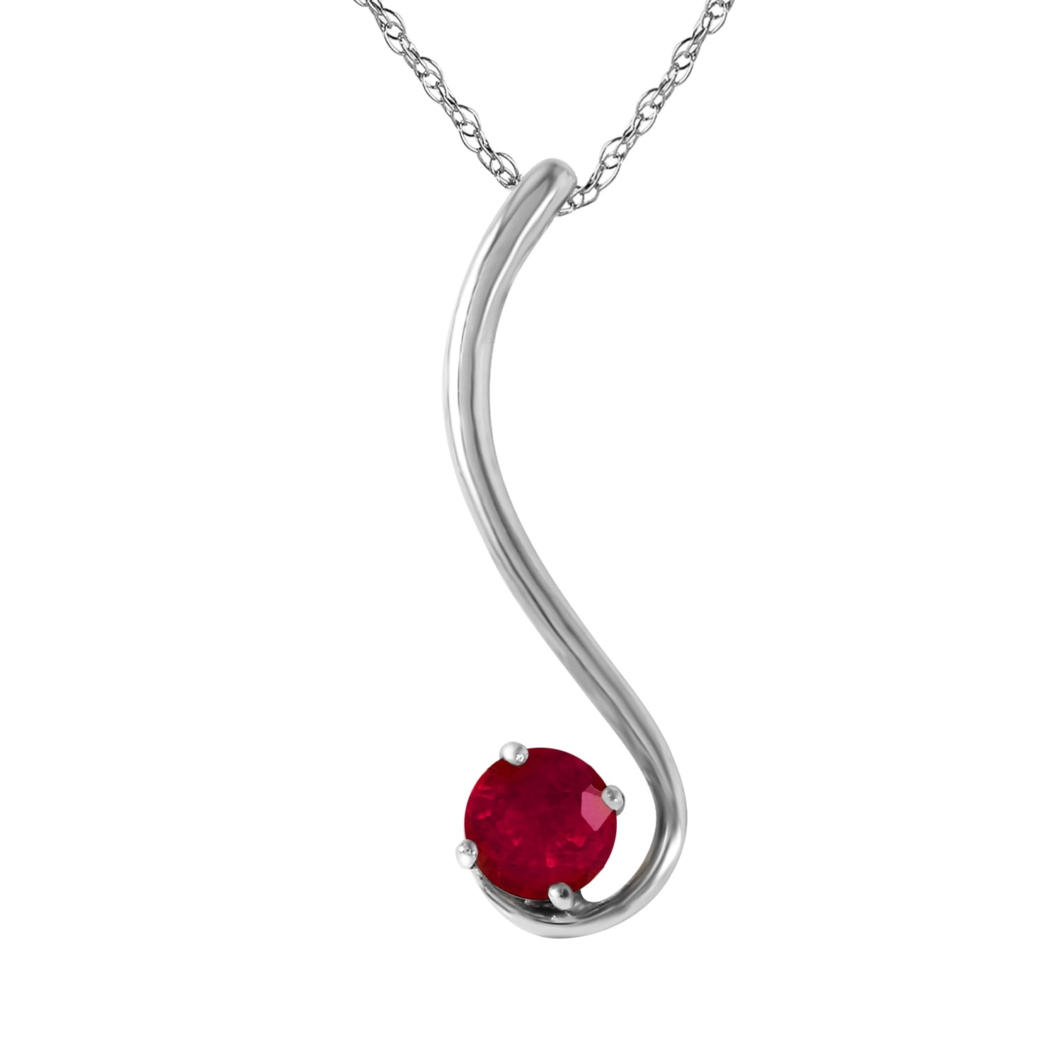 Galaxy Gold 14K Solid Gold 0.55 Carat Natural Ruby Necklace for Women - White Gold Fine Jewelry