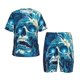 thumbnail image 1 of Fotbe Abstract Blue Skull Pijama Estampada de 2 Piezas para Niños – Ropa de Dormir de Manga Corta Cómoda para Niños y Niñas, Camiseta y Shorts de Algodón-Small, 1 of 6
