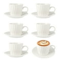 thumbnail image 3 of 100ml White Striped Ceramic Coffee Cup & Saucer Set (6 Cups + 6 Saucers) - Premium Packaging, 3 of 8