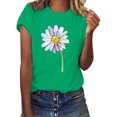 thumbnail image 1 of Hauts d'Été pour Femmes, Blouses Décontractées Élégantes 2024, T-Shirts à Manches Courtes Imprimés, Col Rond, Ample, Vert, 1 of 5