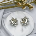 thumbnail image 3 of Classic Statement Pearl Bridal Floral Cluster Clip-on Non Pierced Earrings, 3 of 6