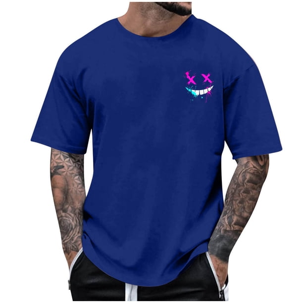 Camisetas de Cuello de la Tripulación de los Hombres de Poliéster Impreso en Seco Rápido, Cuello Redondo de Corte 3D para Gimnasio, Carrera, Ciclismo Y Ocasional