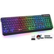 Pre-Owned KLIM Chroma Rechargeable Wireless Gaming Keyboard for PC PS4 Xbox One Mac + Slim, Durable, Ergonomic, Quiet, Waterproof, Silent Keys + Backlit Wireless Keyboard (Refurbished: Good)