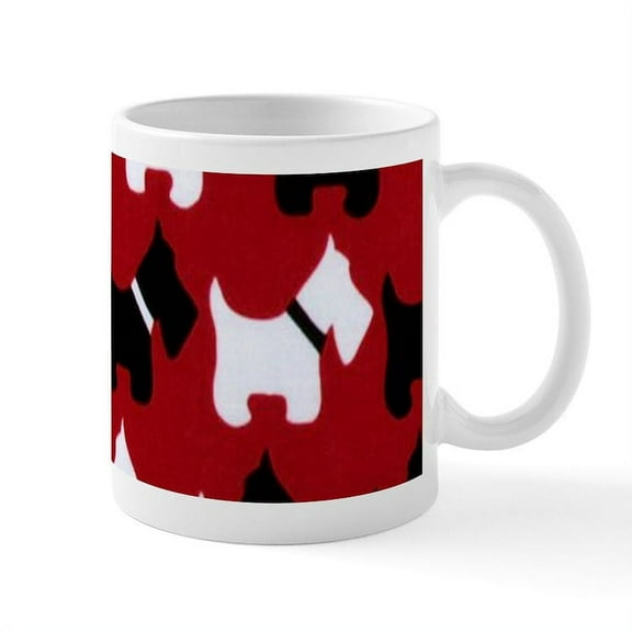 CafePress - Scottish Terrier Scottie Dog Pattern Mugs - 11 oz Ceramic Mug - Novelty Coffee Tea Cup