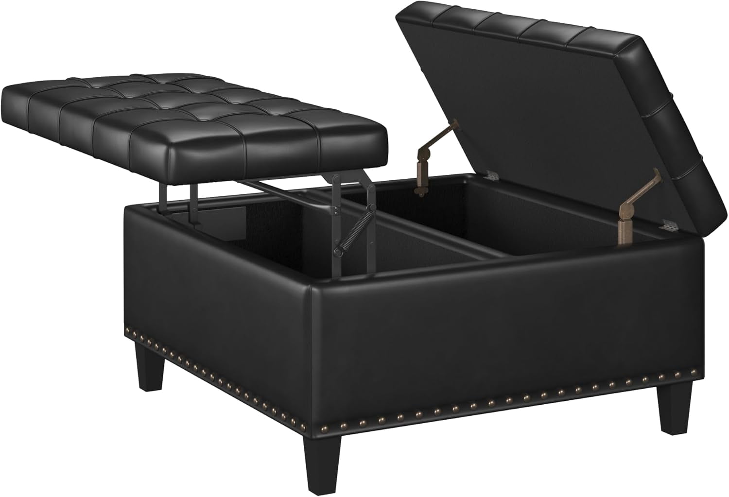 VEANERWOOD Modern Leather Storage Ottoman Bench with Button-Tufted for Entryway, Coffee Tables with Nail Trims for Living Room Bed Room Apartment