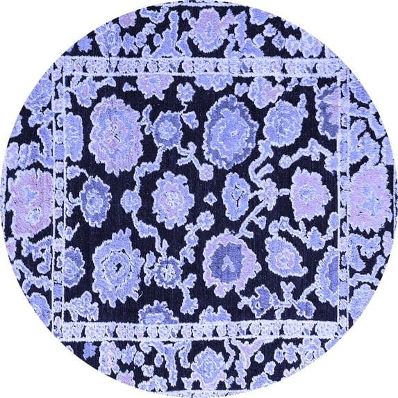 Ahgly Company Indoor Round Abstract Blue Modern Area Rugs, 7' Round