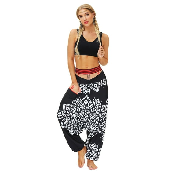 Pants for Women Bungee Loose Bloomers Wide Leg Crotch Casual Pants