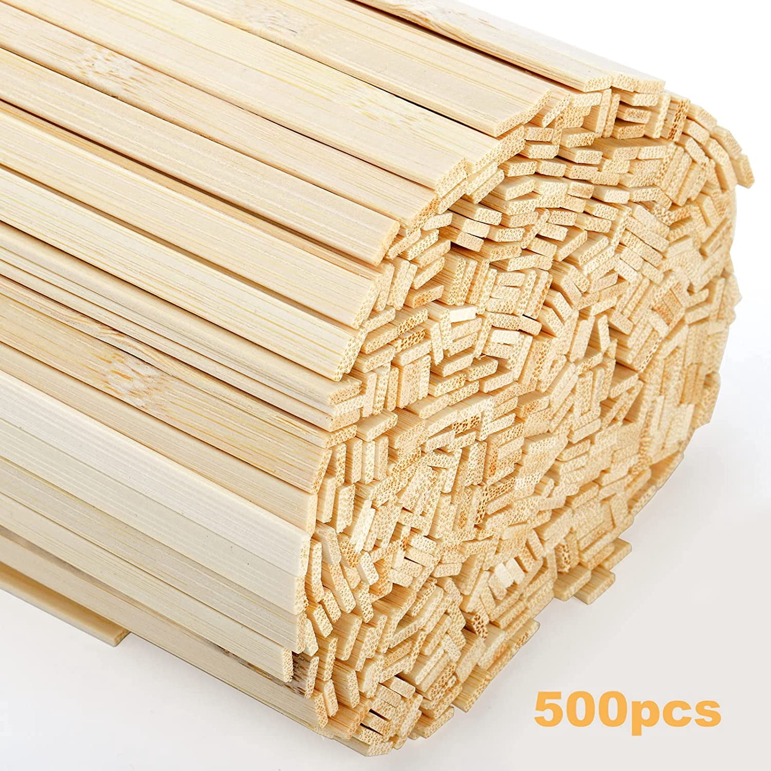 500 Pieces Natural Bamboo Sticks, 15.8 Inch Long Square Craft Sticks for Arts Projects, Wood Crafting