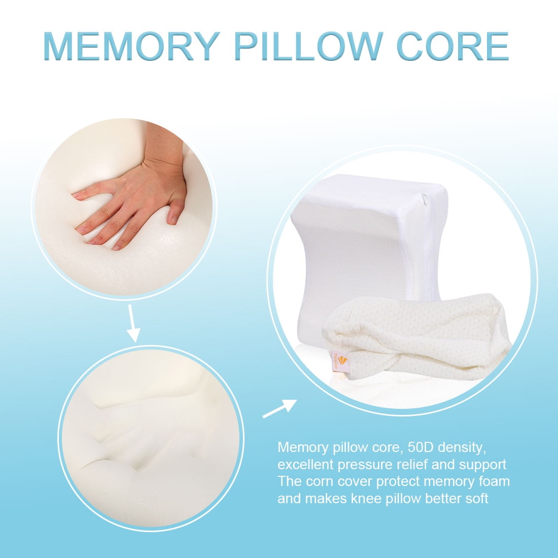 Knee Pillow for Side Memory Foam Sleepers Leg Pillows for Sleeping Spa –  1981Life